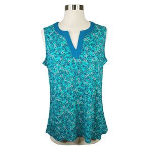 Basic Editions Turquoise Floral Top